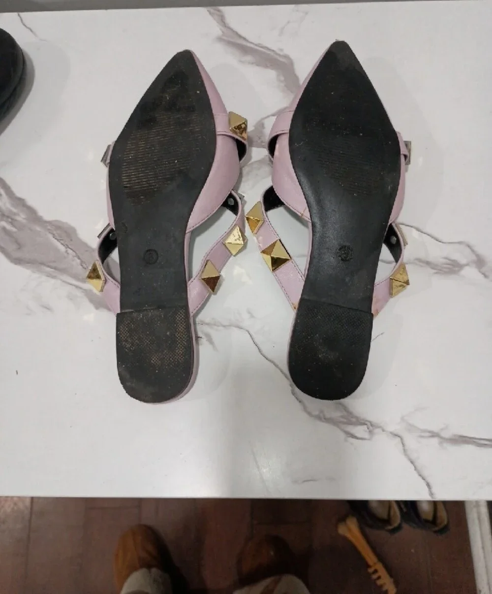 Cape Robbin Pale Lilac Pointed-Toe Flats with Gold Studs